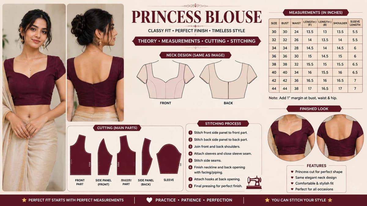 Princess Blouse Cutting, Stitching & Designer Fitting Course