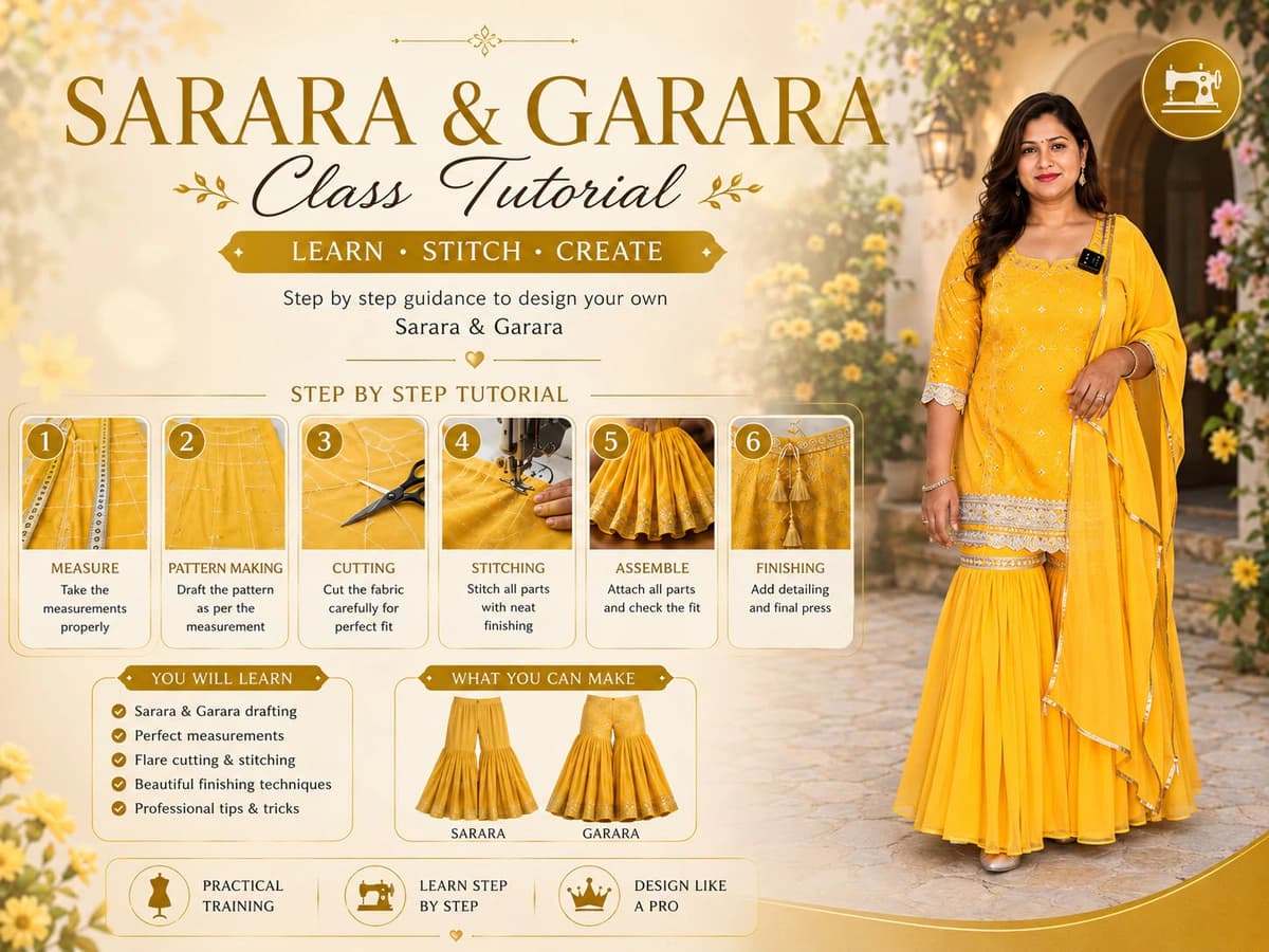 Stylish Sharara & Gharara Cutting, Stitching & Perfect Fitting Course
